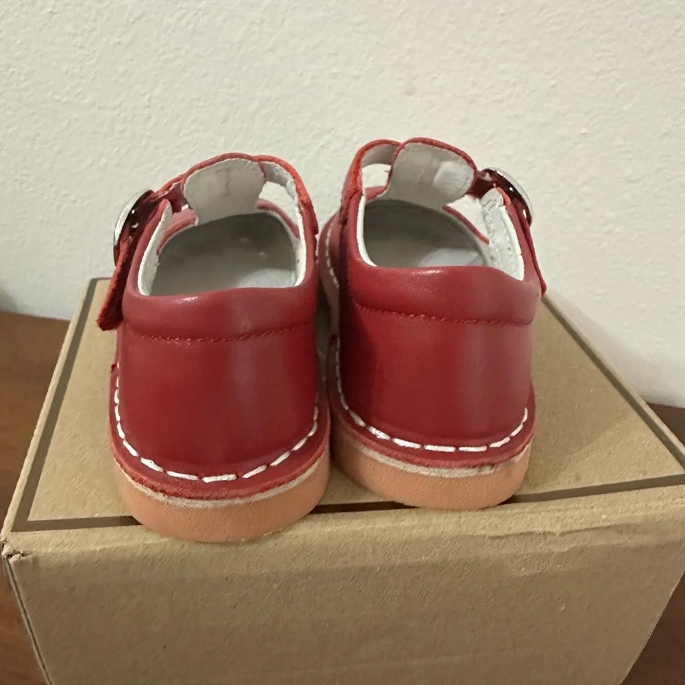L'Amour Red Leather T-Strap Mary Jane Kids Shoes